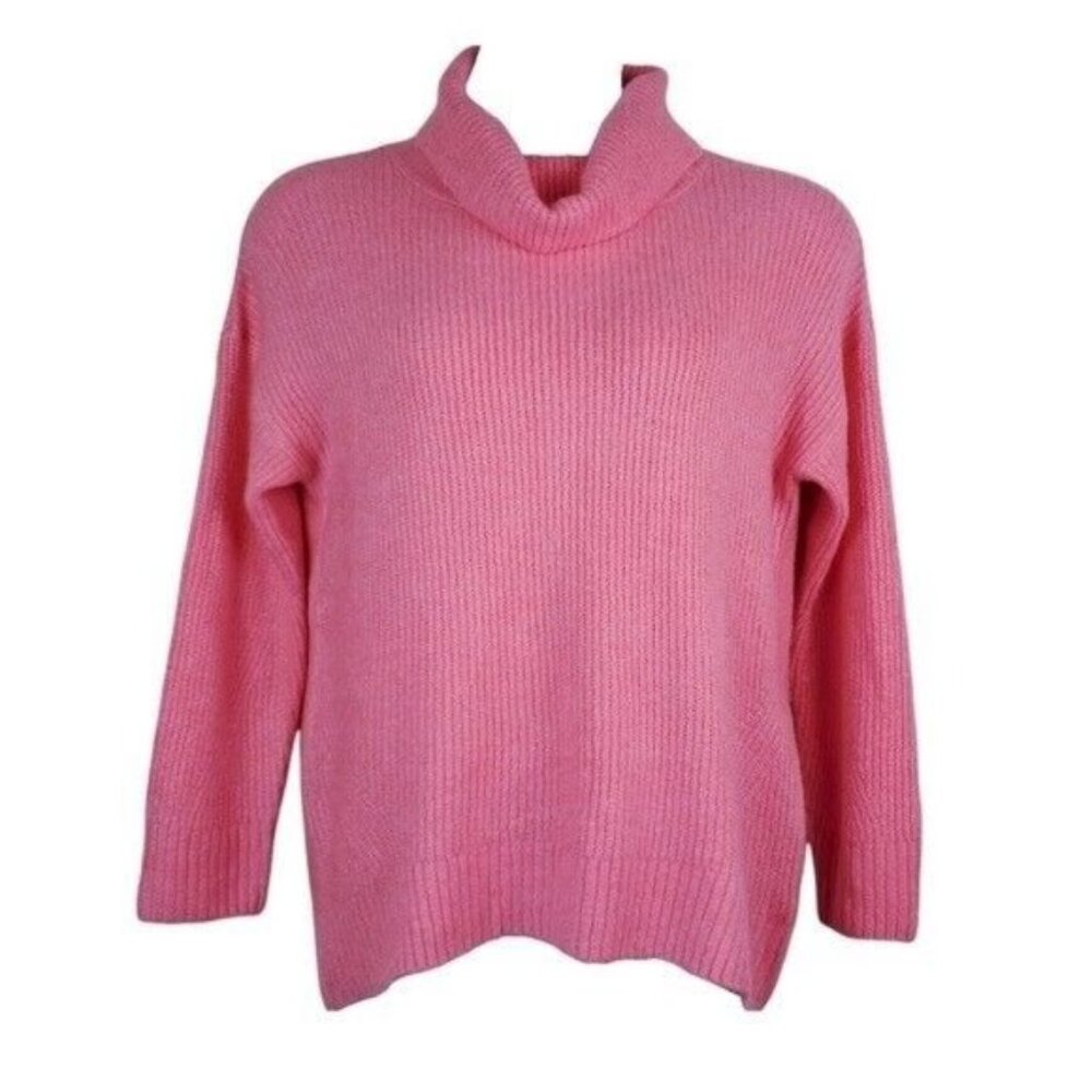 Old Navy Womens Soft Slouchy Turtleneck Sweater Light Peony Pink Ribbed L
